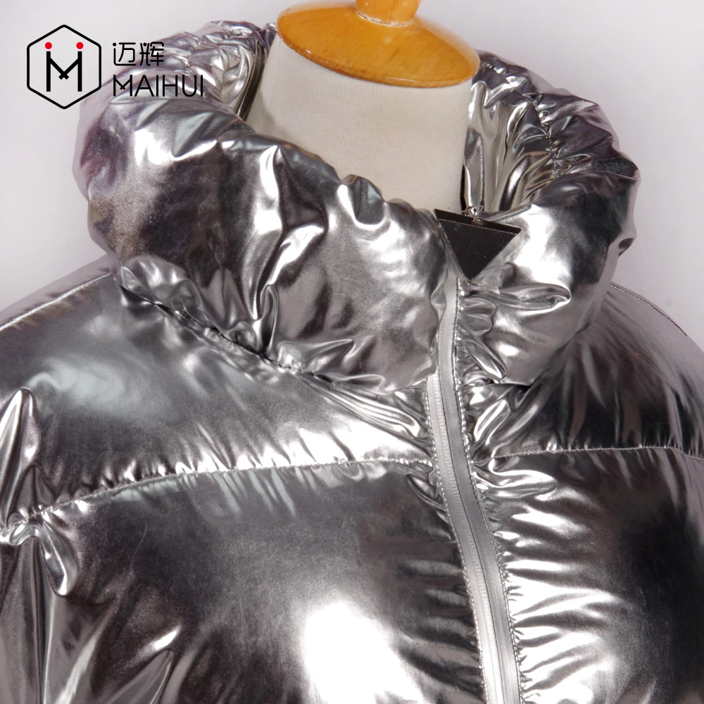 Women Winter Jacket Shiny Silver Color Clothes Women Down Jacket