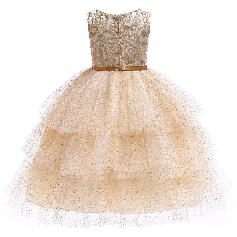 Mikatale RD0051 2019 Design 8 years old girl Princess Design  Children Gold Champagne White Toddler Dress