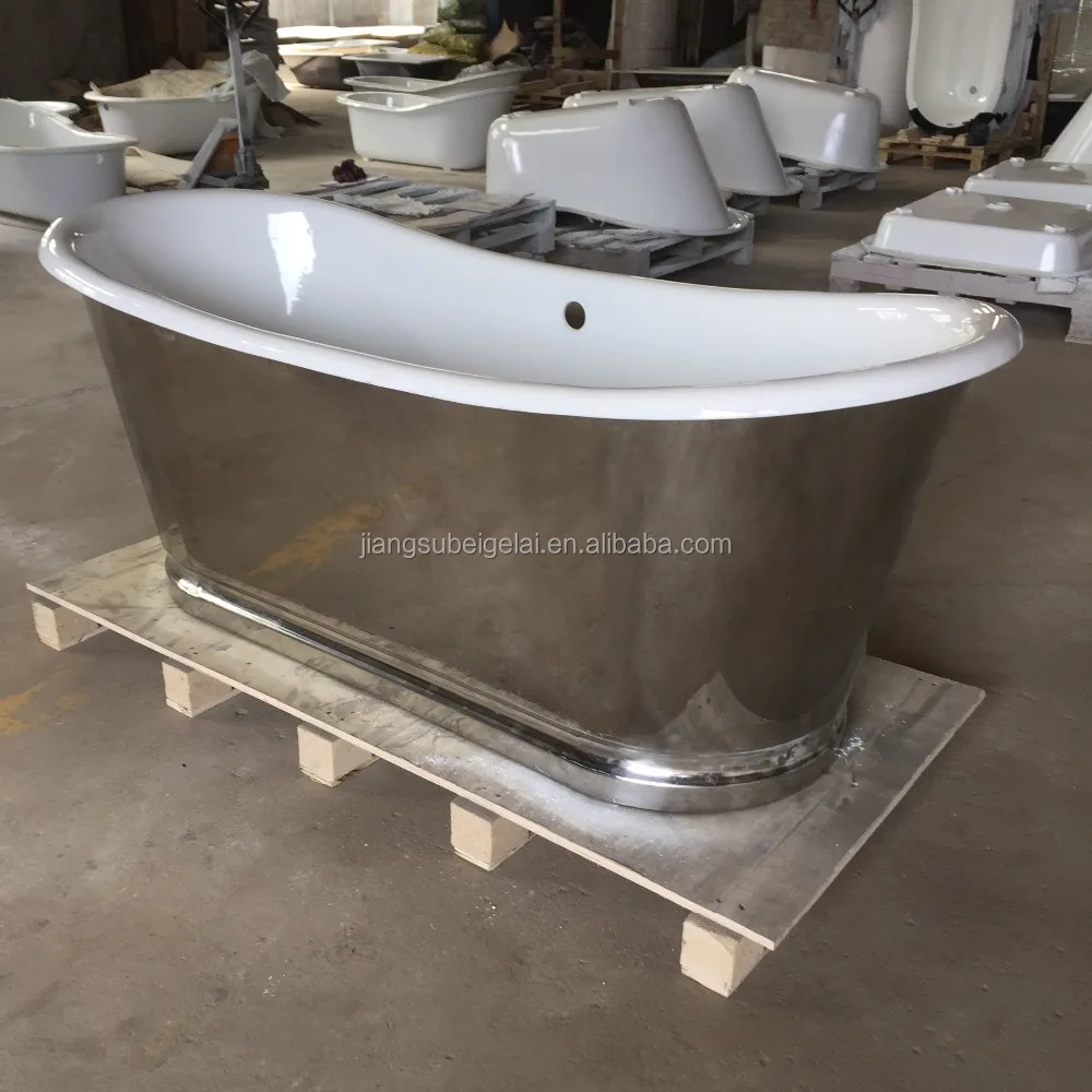 factory hot sell fico vintage freestanding enameled cast iron marble bathtub paint for bathroom with mirror finish stainless steel