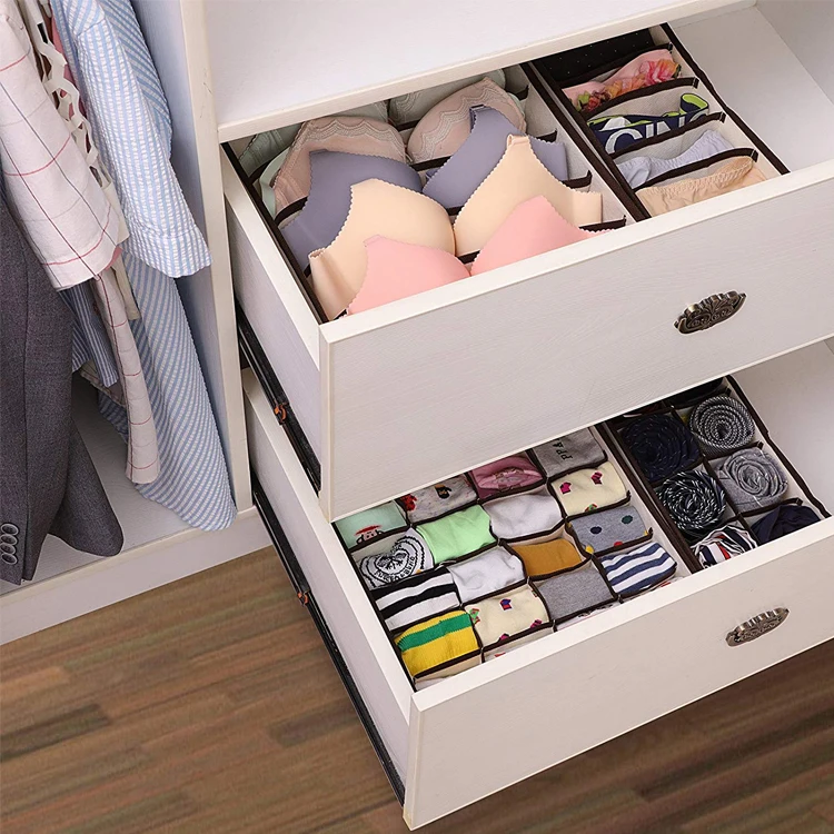 Closet Underwear Clothing Organizer Drawer Divider For Bras Panties Socks Ties Fabric Pants Storage Box Set
