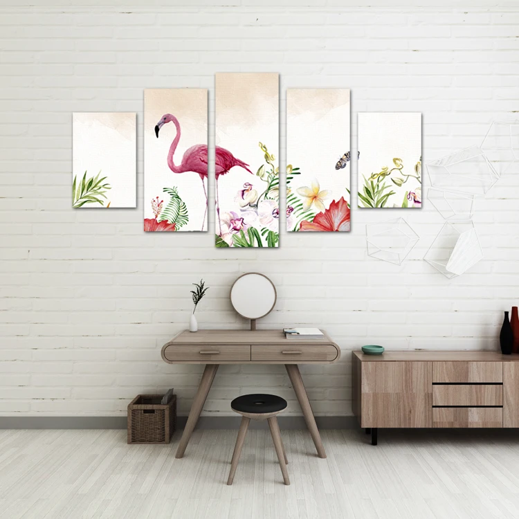 
Wall art decorative 5-piece handmade abstract flower crane painting oil painting canvas 