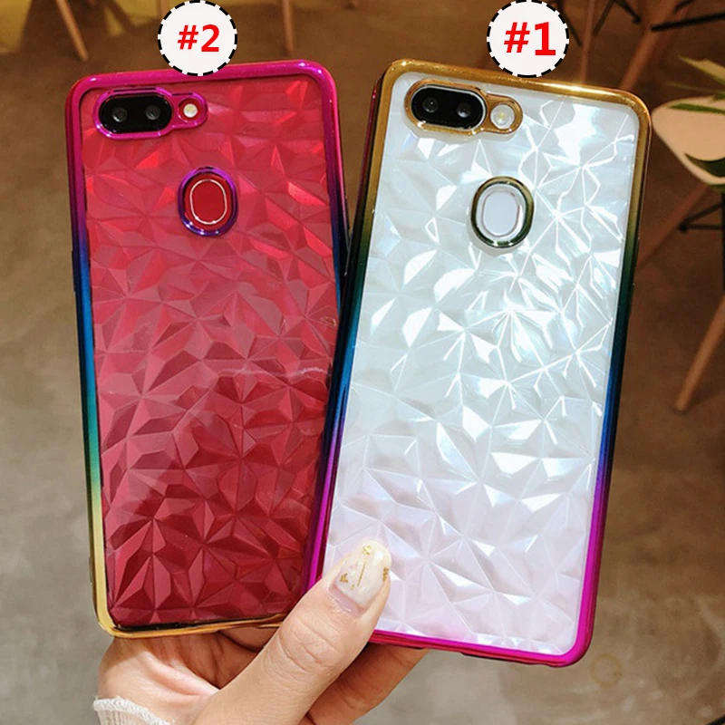 Simple 3D Gradient Plating Soft TPU Phone Case For OPPO A3 A5 A71 A83/A1 F7 F9 Pro R15 Pro Dream A77 F5 Youth/A73 R11S Plus