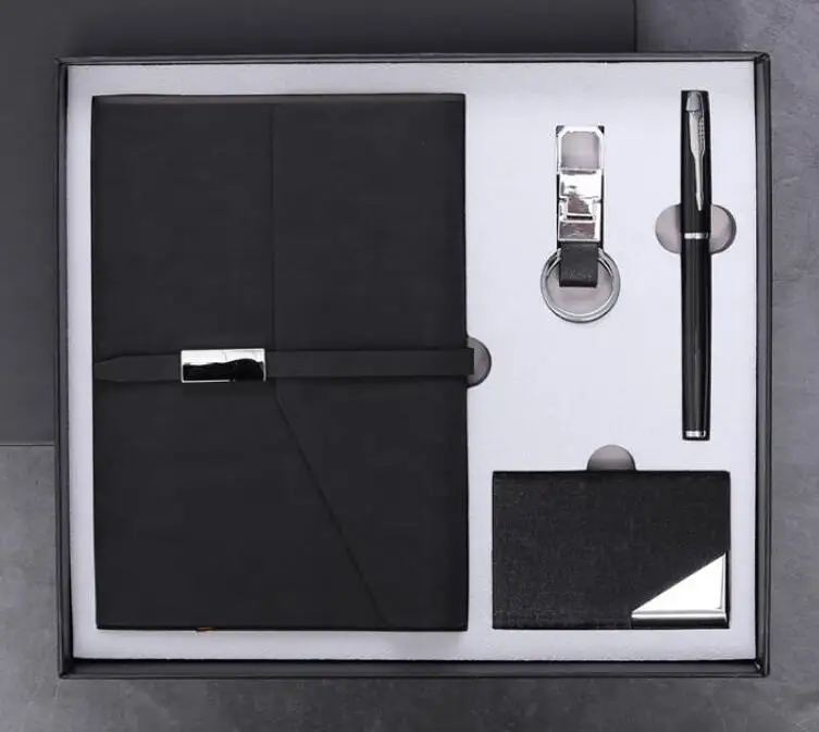 2019 высококачественный рекламный оптовый блокнот из искусственной кожи a5 и ручка с именной карточкой, шариковая ручка для бизнеса и подарочный набор для блокнота