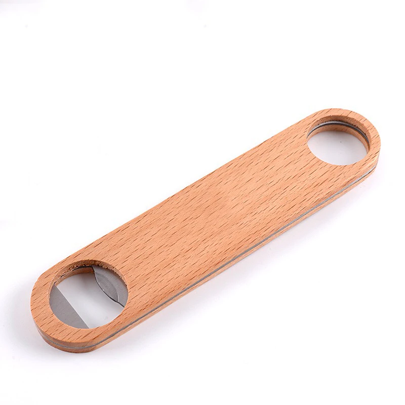 Kitchen Tools Wall Mounted Blank Wood Handle Key Chain Beer Bar Runner Bottle Opener Keychain