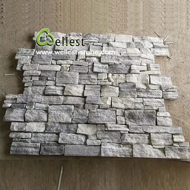 Natural white grey color concrete culture stone wall cladding panel