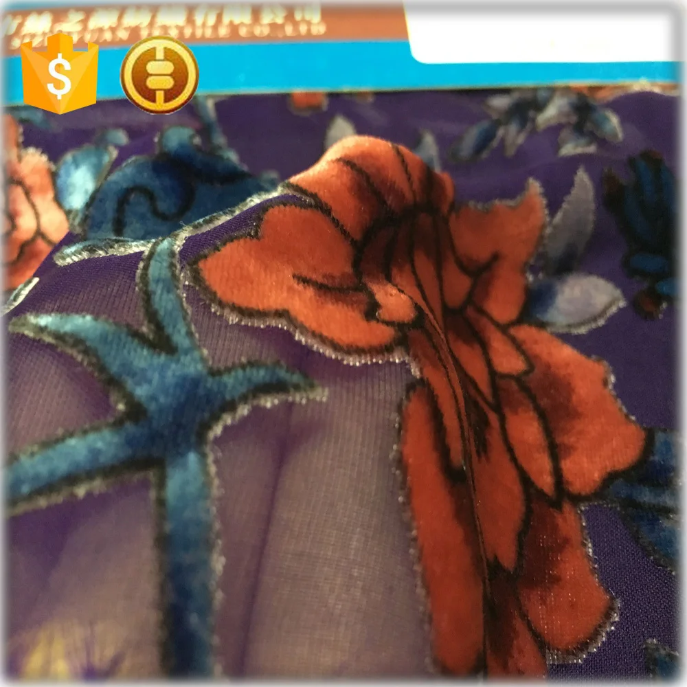 silk velvet fabric burnout floral