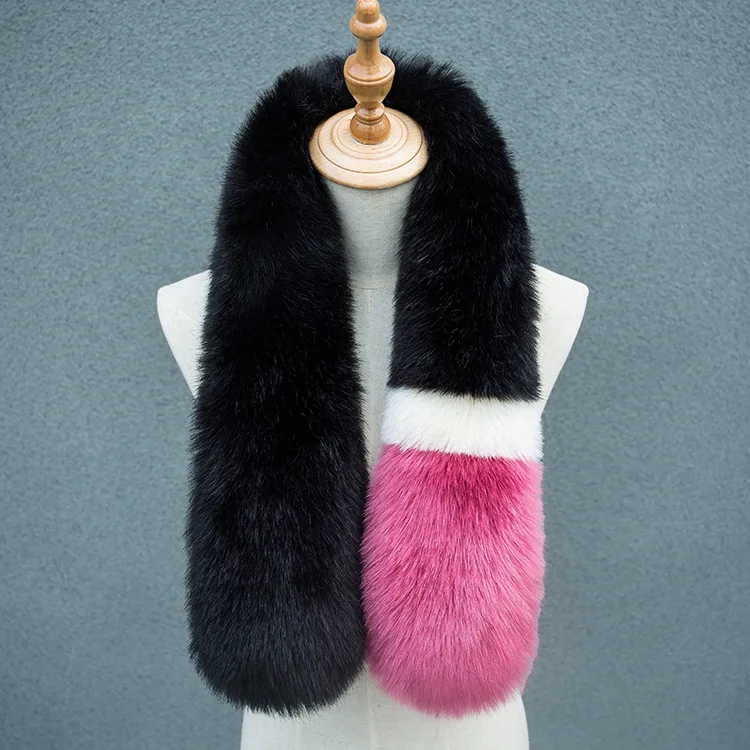 Winter solid color acrylic Classic thicken faux Fur cony rabbit hair cross collar scarf