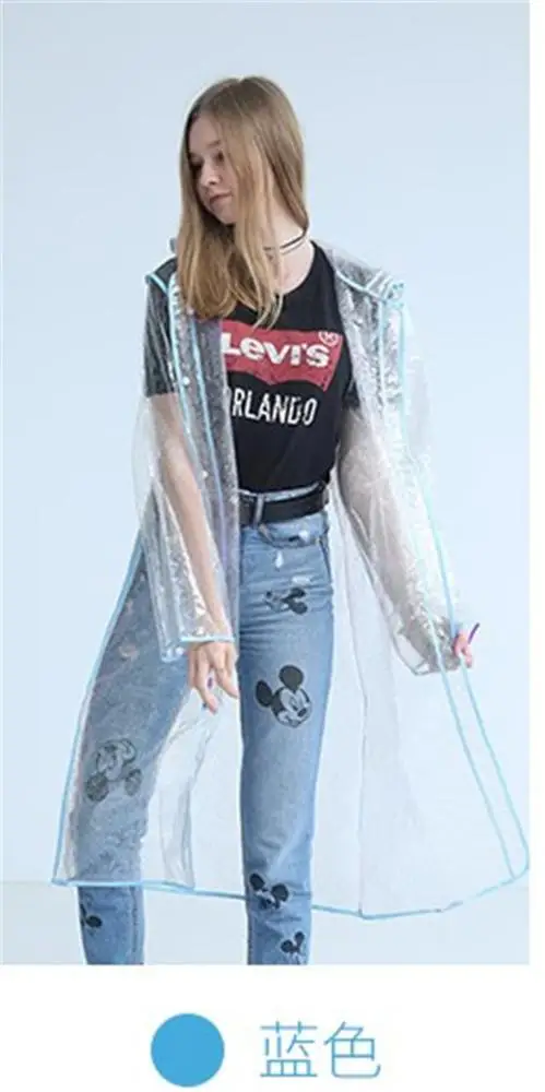 Korean fashionable outdoor hiking raincoat riding portable transparent adult raincoat jacket for  male and female students