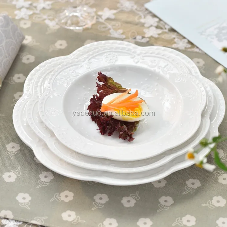 Классические керамические простые белые Тарелки и блюда фарфоровый квадратный плоский сервировочный поднос для отеля