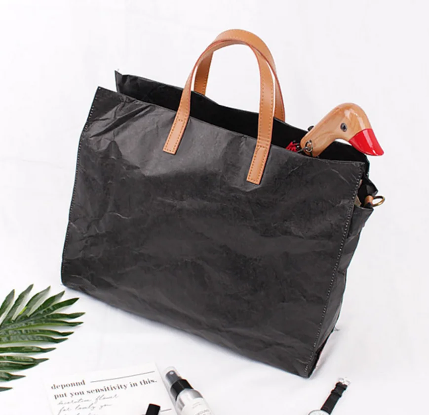 wholesale new material kraft paper women bags handbag custom, waterproof paper lady handbag tote bag shoulder