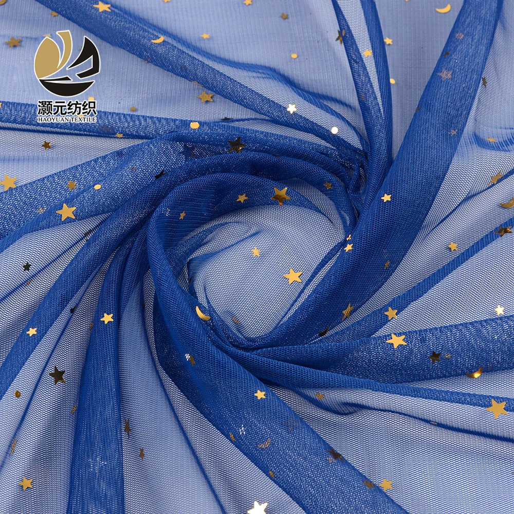 Pay for sample bridal veil navy blue tulle gold moon and star sequin fabric for women dress