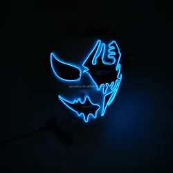 Trendy Wedding Decor Hand-Painted EL Rope Tube Flashing Birthday Mask Fancy Neon Led Strip Grotesque Mask for Carnival
