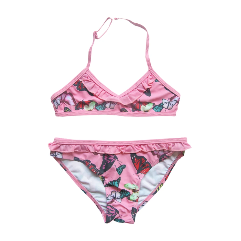 OEM Low moq children flower printed  bikini kids swimming suits children swimwear 2018 OEM