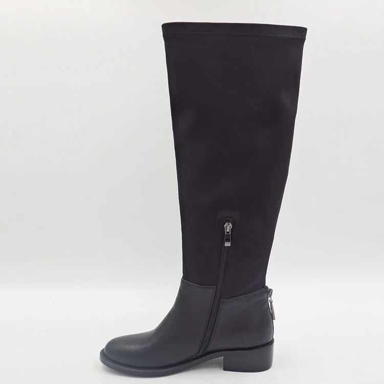 Ladies Casual Flat Black Rubber Female Official Supplier Design Women Sexy Pu Leather New Fashion 2021 Chinese Black Boots Shoes