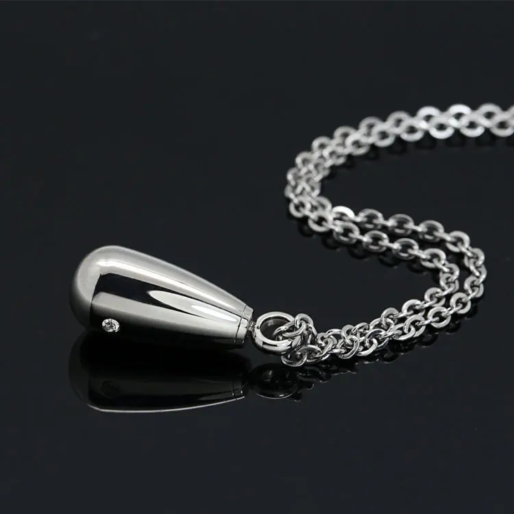 Marlary Necklace Ashes Jewelry Water-Drop Shape Steel Cremation Keepsake Urn Pendant