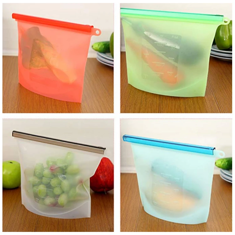 500ml 1000ml 1500ml  Heat resistant Reusable Freezer vacuum Silicone Food Preservation Storage Bags