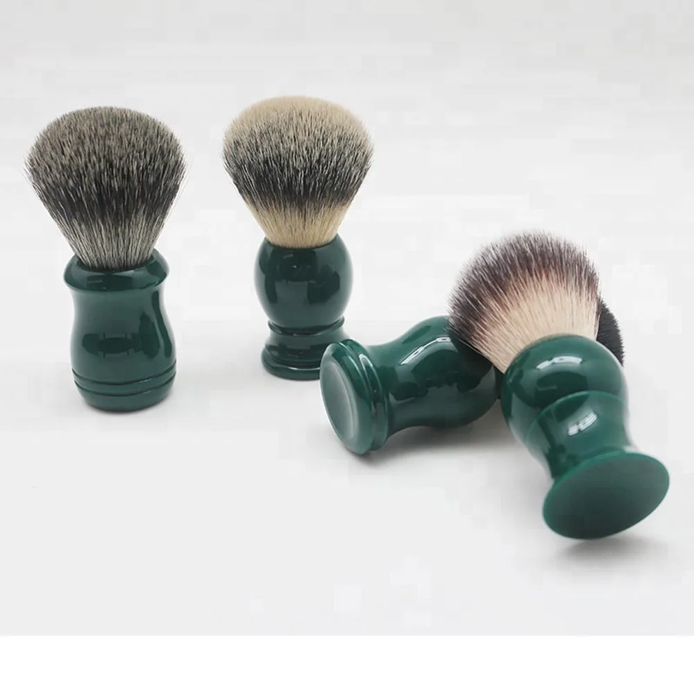 Pure synthetic hair shaving brush Private label luxury peacock green handle men shaving brushes