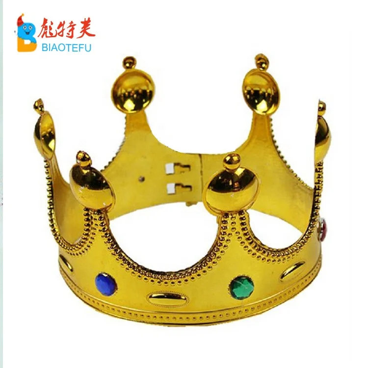 Kids king adjustable golden silver plastic crown hat headwear