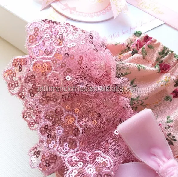 Оптовая продажа, Детские Короткие шаровары с винтажным принтом и оборками, нижнее белье для маленьких девочек