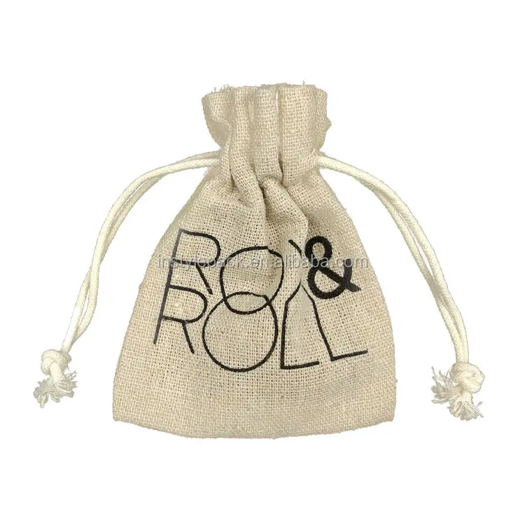 Superior Quality Logo Printed Recyclable cotton drawstring bag small drawstring pouch bags