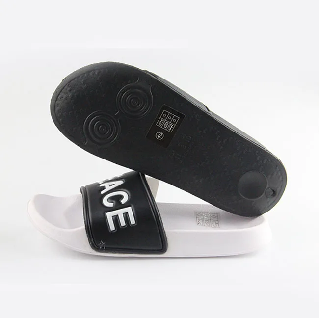 Wholesale Custom Logo Fashion 2019 new flat sandals lady shoes PU Men Footwear Slide Sandals