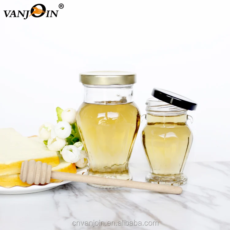 106ml Empty Amphora Glass Jar with Metal Lug Cap Food Container for Honey Jam Jelly Beverage & Holiday Packing