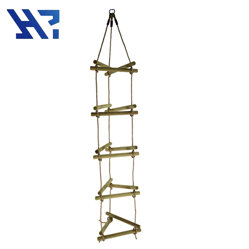 Rainbow Wooden Plastic Climbing Rope Ladder Tree Swing Set With Hanging Ninja Obstacle Course For Outdoor Garden  Backyard Sale