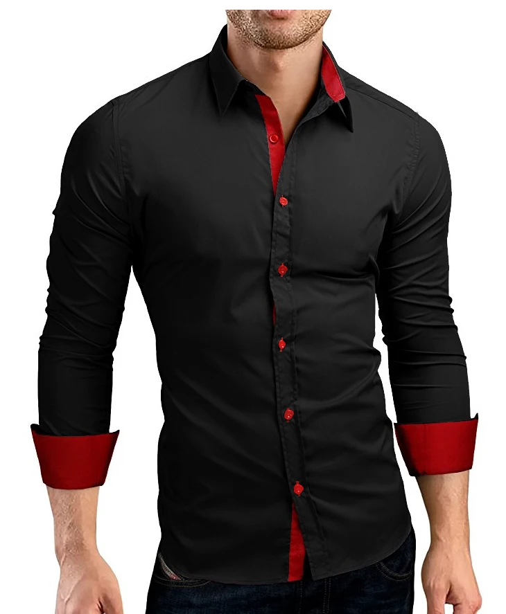 Men Shirt Brand 2018 dress shirts long sleeve Long Sleeve Slim Fit Black dress shirts men