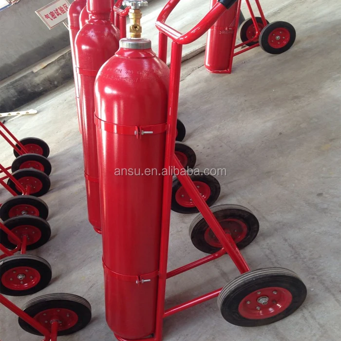 20KG CO2 Trolley Fire Extinguisher Carbon steel CK45 fire fighting Wheeled trolley type extinguisher 10KG