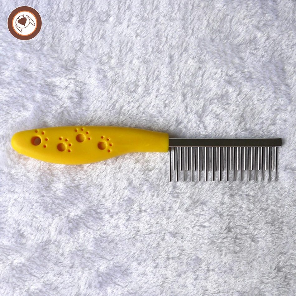 Plastic Paw Print Handle Length Teeth Pet Dog Cat Animal Puppy Poodle Hair Grooming Cleaning Comb