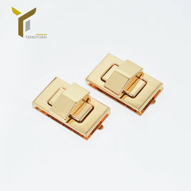 Good quality rectangular metal bag lock leather bag hardware twist lock