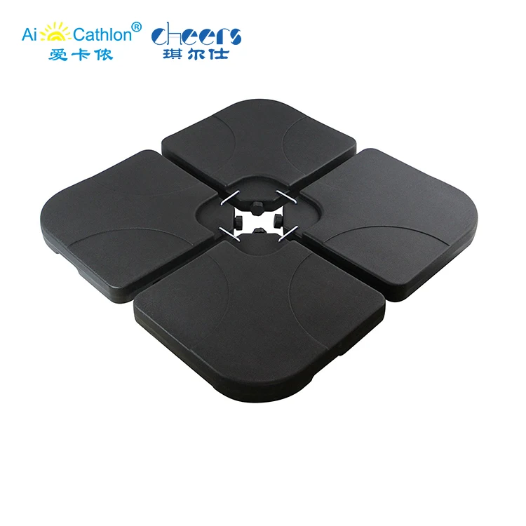 Heavy Duty Water or Sand Filled Parasol Stand Beach 4-Piece Plastic Parasol Outdoor Umbrella Bases Weight