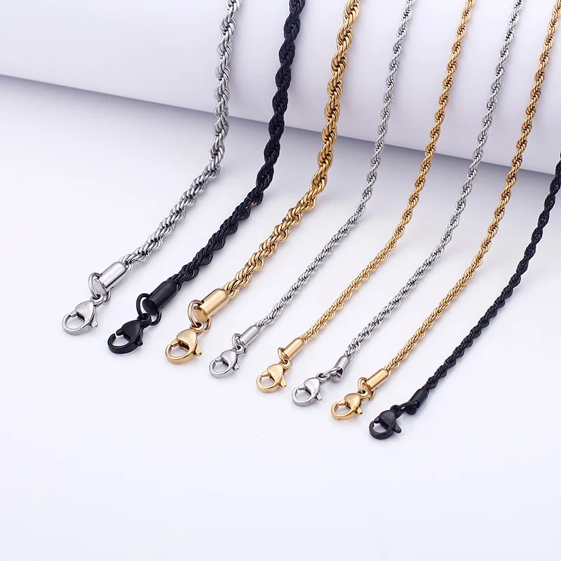3-5mm Stainless Steel Chain Necklace Twist Rope for Men Women Jewelry  manufacture