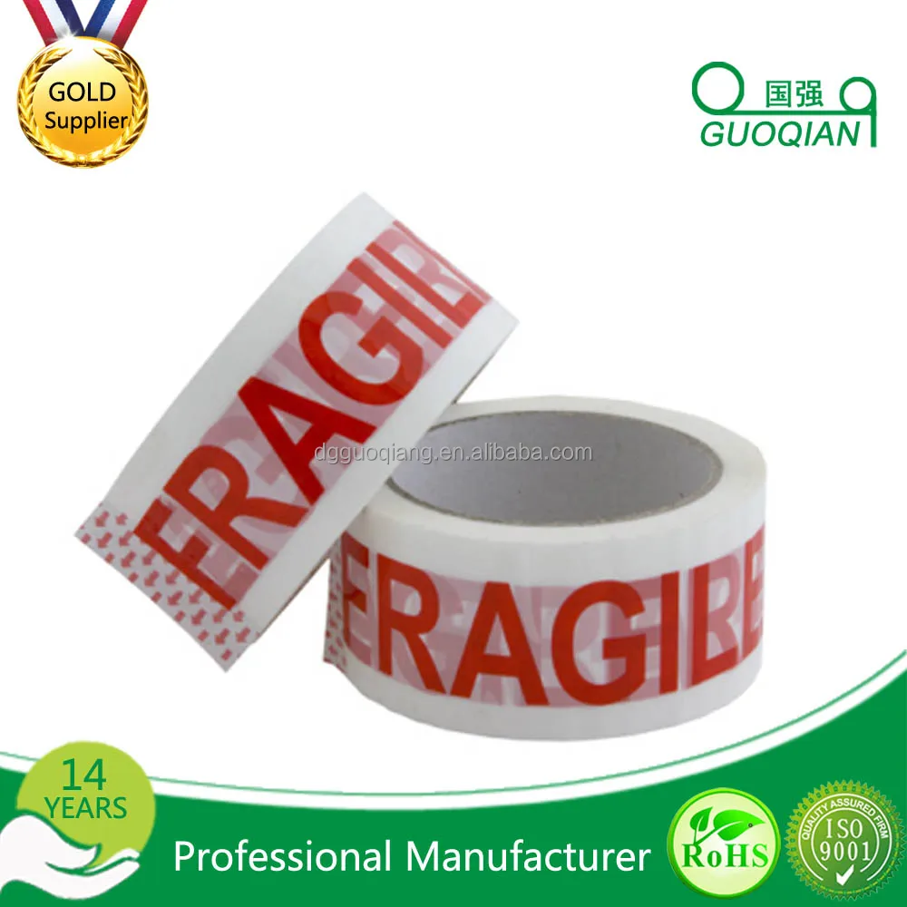 Strong Packing Products Custom Bopp Fragile Tape For Packing And Warning