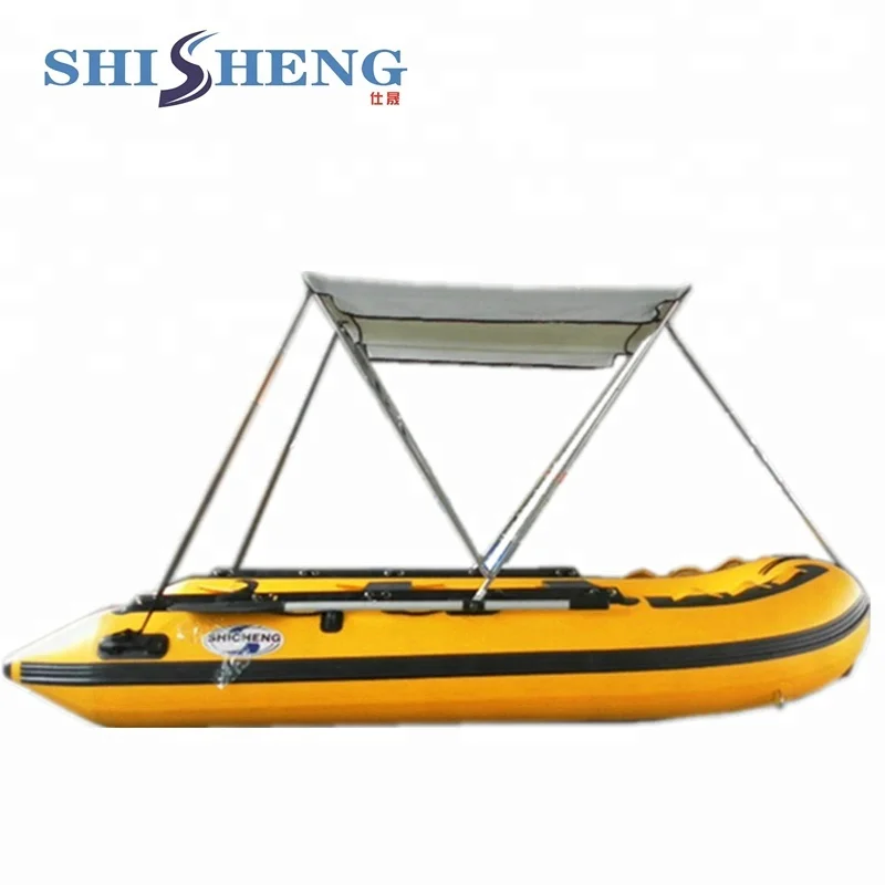 Widely used outdoor 0.9mm-1.2mm PVC inflatable fishing boat for sale with awnings