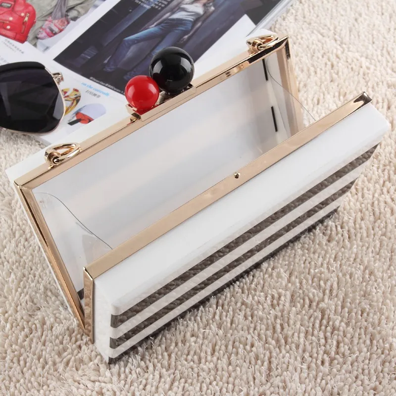 Оптовая продажа, новый стиль, черно-белые полосатые сумки, женские вечерние клатчи