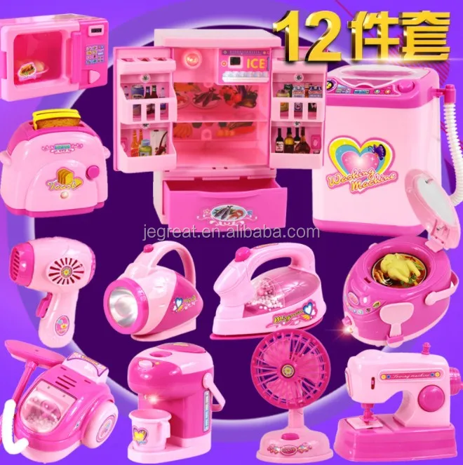 Mini Kitchen Appliance Toys for Girls Toddlers and Kids, Coffee Maker, Blender, Toaster,Microwave Oven,refrigerator,Rice Cooker