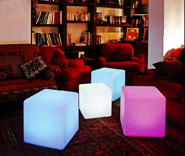 LED cube seat lighting/ RGB rechargeable Led cube light chair / Led garden seat for outdoor