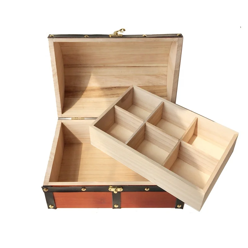 Natural customized wooden box treasure chest gift package box