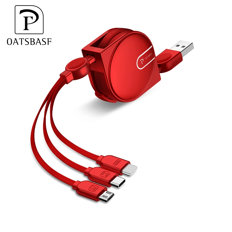 1,5 Trending продукт 2018 м TPE Выдвижной USB кабель для зарядки 3 в 1 для iPhone Micro Type-C