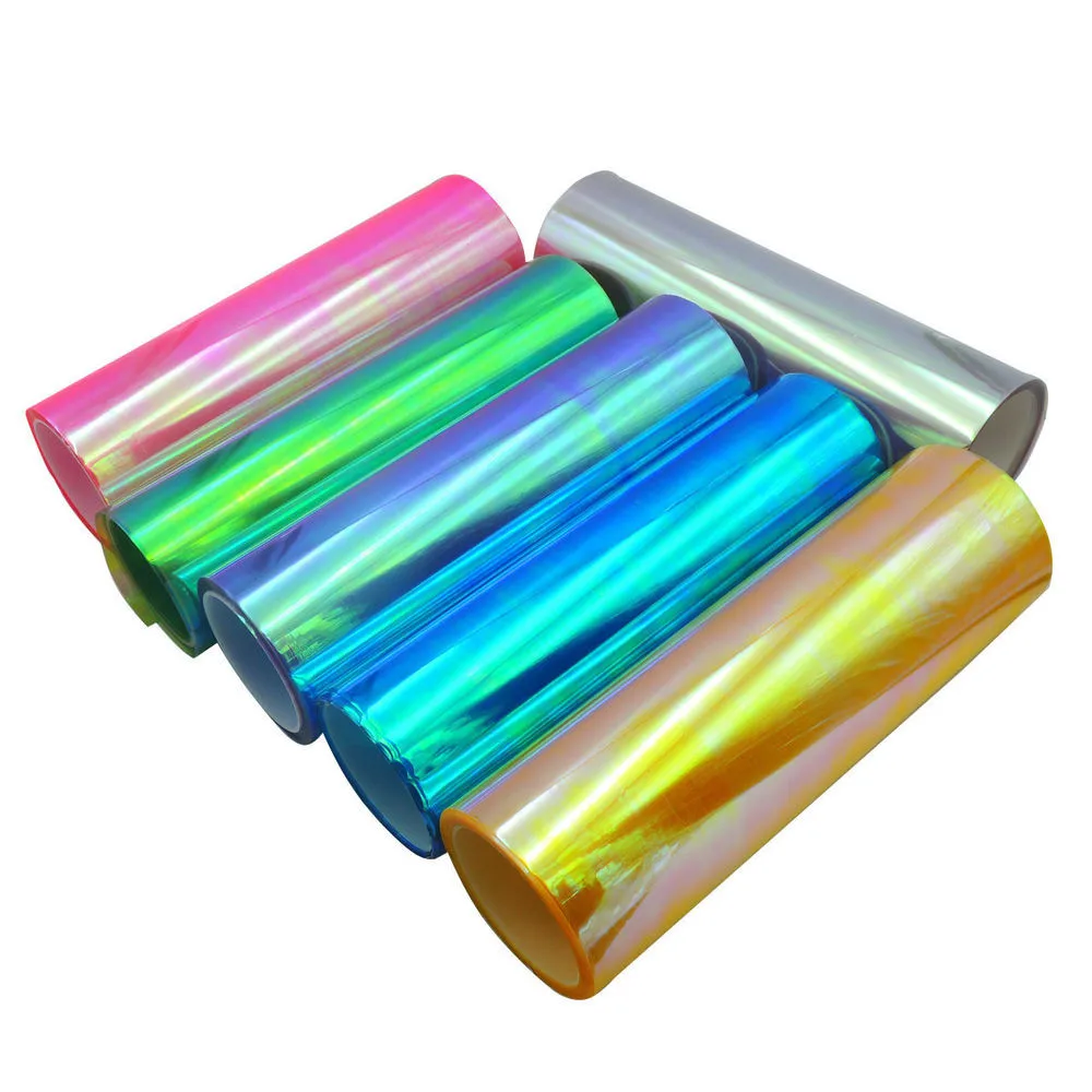 Chameleon 0.3*9m glossy Black blue Tail light Vinyl Wrap Car Headlight Film