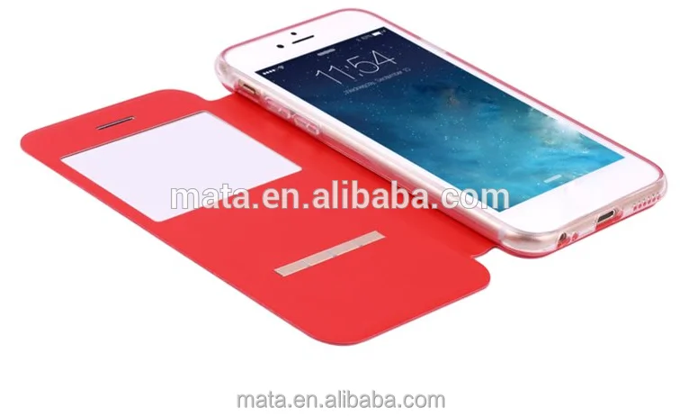 Лучшие продажи сенсорный металл передняя смарт вид из окна искусственная кожа фолио флип чехол с подставкой для iPhone 6