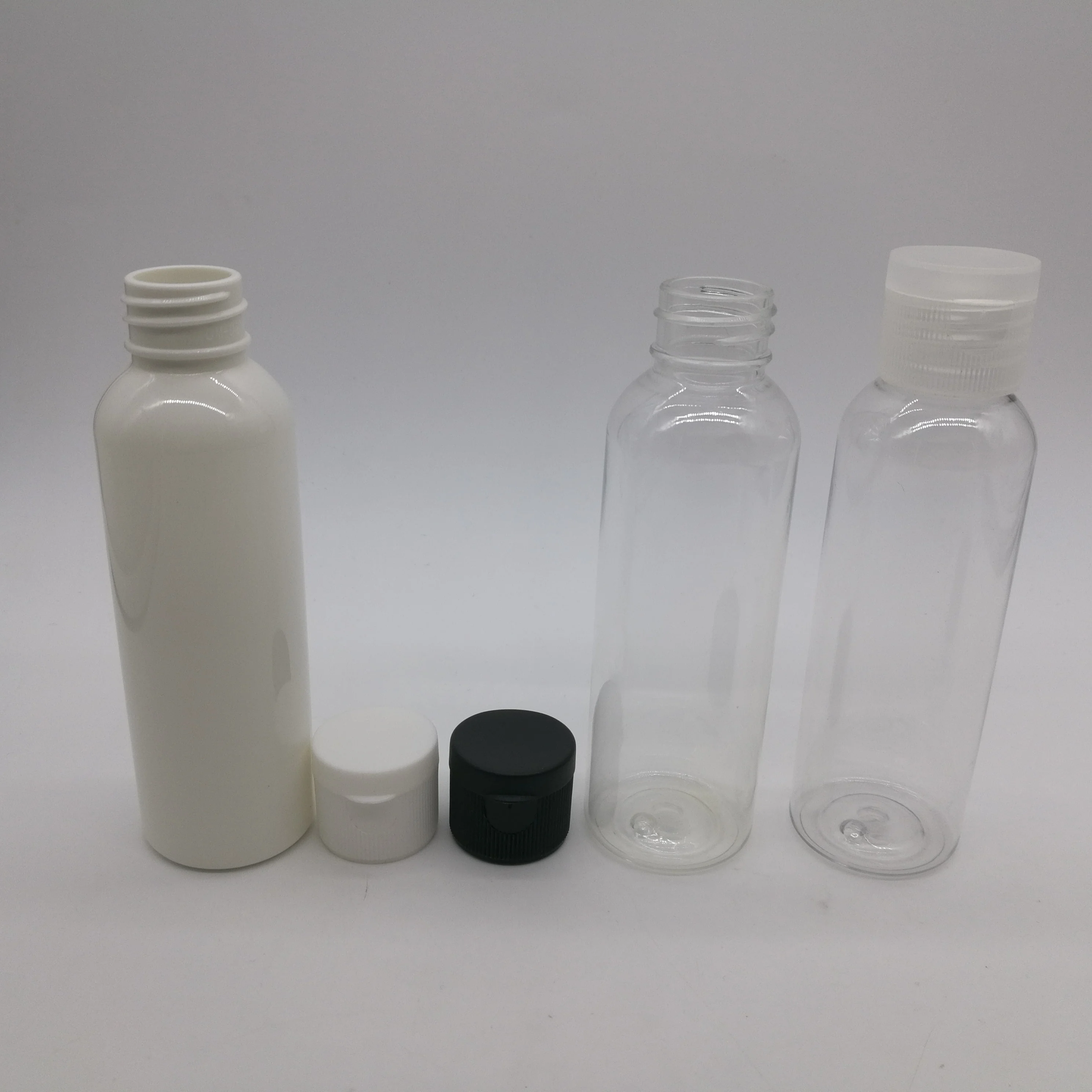
10ml 15ml 20ml 30ml 50ml 60ml 100ml 120ml clear white PET Flip top cosmetic lotion bottles empty bottle with flip top cap 