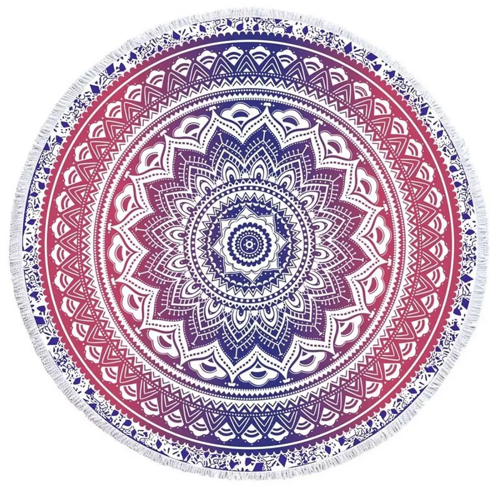 Professional 100% Microfiber seaside turkish mandala beach towel With tassel fringe