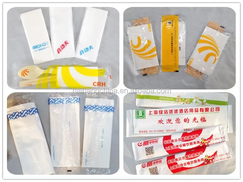 Disposable Spoon Knife Fork cutlery Auto Feed Wet Wipe/Tissue Paper Making Packing Machine of Ruian China