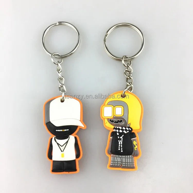 Promotional advertising gift soft PVC Fanta cartoon figure rubber key chains