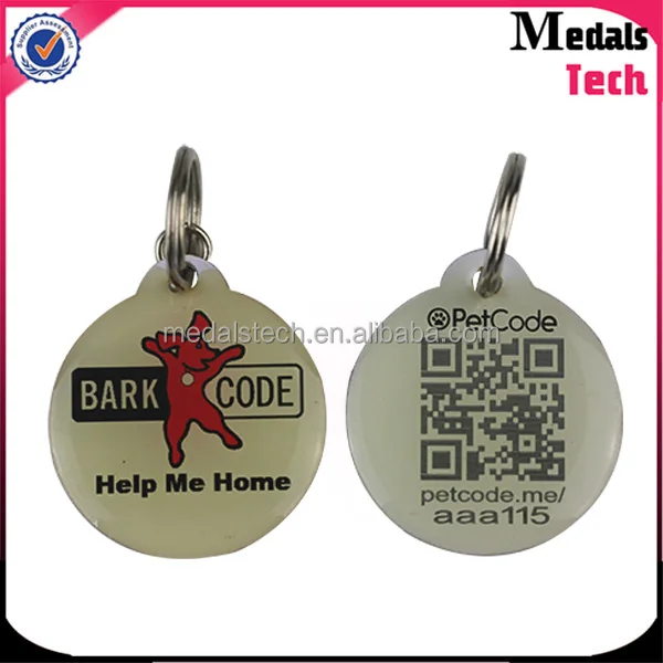 Shenzhen medal supplier custom 13.56MHz NFC pet id aluminum dog tag with domed resin