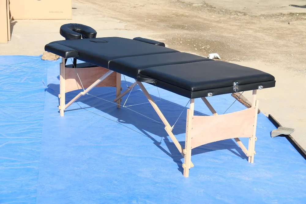 
Lightweight 3-Section Wooden Portable Massage Table Bed with Free Carry Bag Built in Breathe Hole/Adjustable Hreadrest 