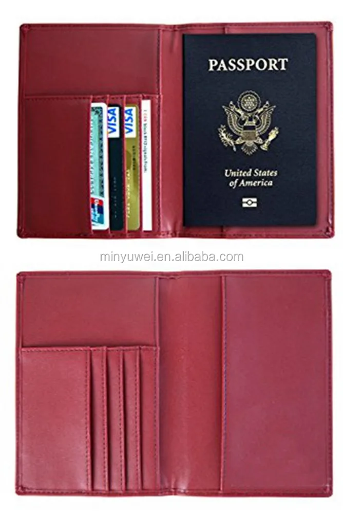 Factory OEM Genuine Leather Passport Holder Travel Passport Wallet Business Card Holder Passport case with RFID Blocking