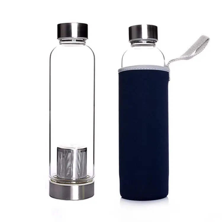 Hot sale borosilicate glass bottles with filters and protective cover